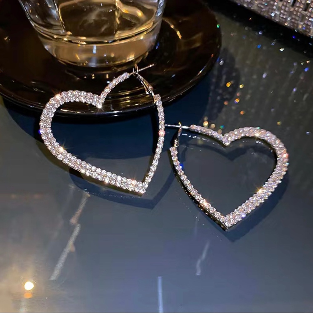 Large Hollow Heart Earrings